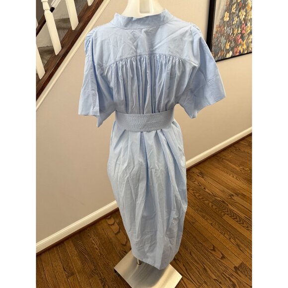 VANESSA BRUNO CIAO BLUE MIDI DRESS Icy Floral Embroidered Size XS - Picture 3 of 3